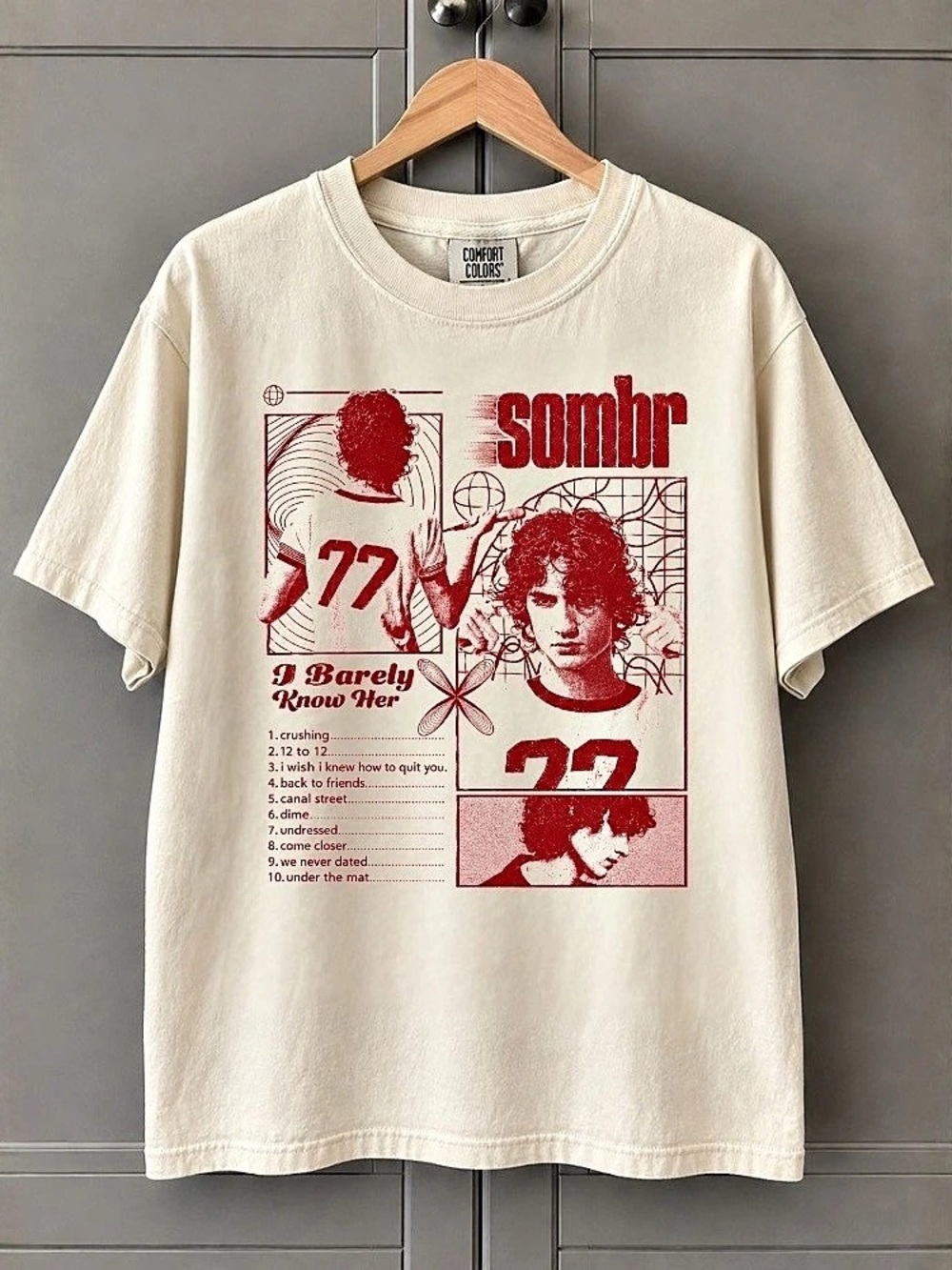 Comfort Colors Sombr I Barely Know Her Tour Album Tracklist Vintage White T-Shir